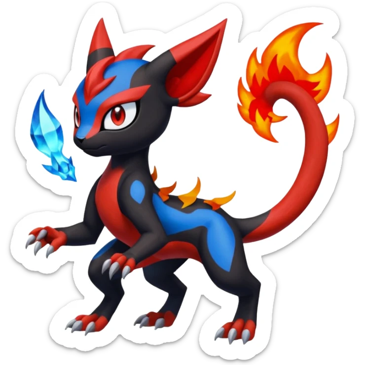 Colorful Meloetta-Litten-Guilmon-Darkrai-Pokémon-Fakémon-fusion-hybrid-creature sticker