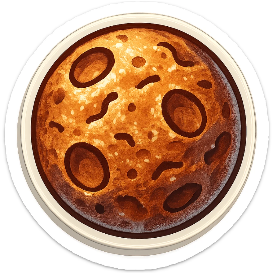 Add more rocky details, deeper pitted marks, and rougher patches to the Mercury planet emoji, keeping the same retro stickers style and transparent background. sticker