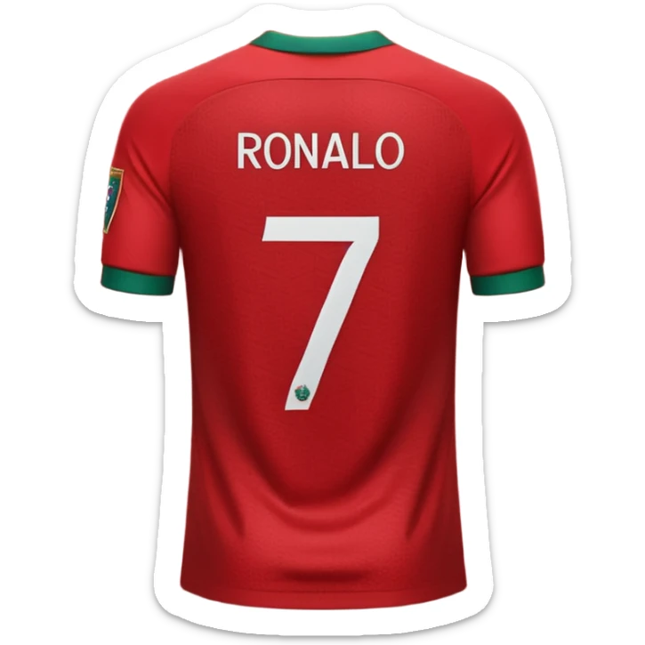 Create back side jersey of Portugal football team of red colour. Name "RONALDO" jersey no 7. sticker