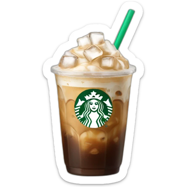 Starbuck ice coffee with ice cubes sticker