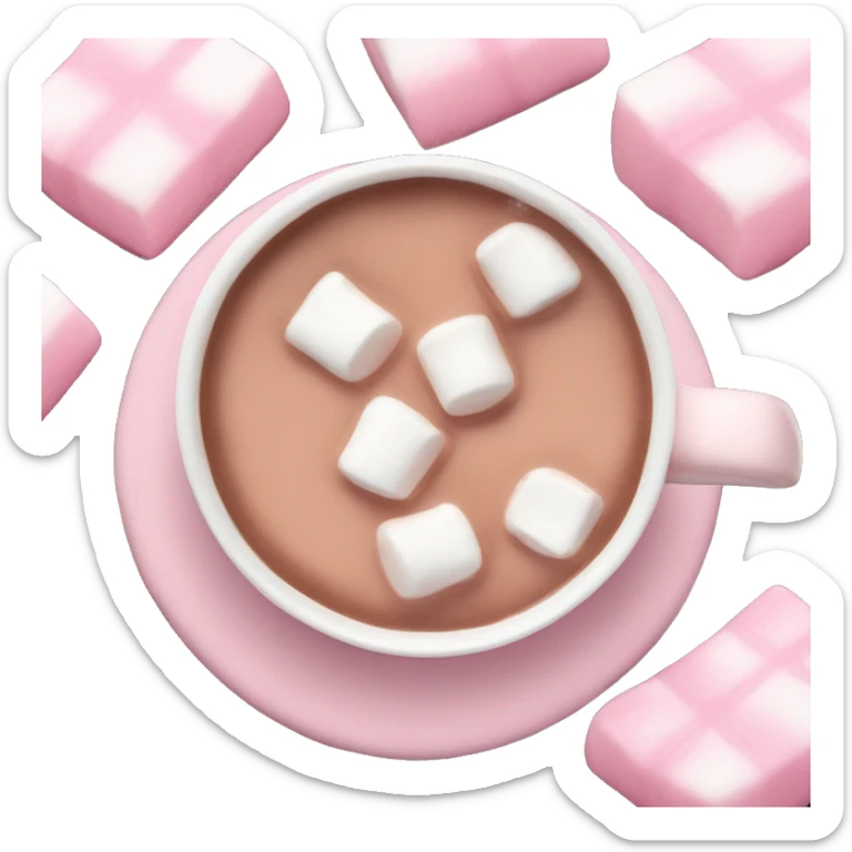 Light Pink mug of hot chocolate with marshmallows  sticker