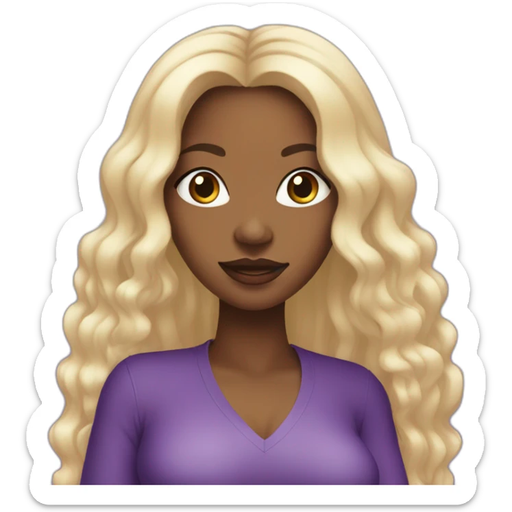 black woman in purple fashion y2K with long hair sticker