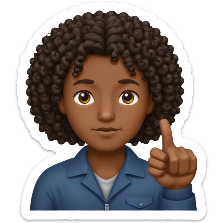 Persona de color con el pulgar arriba con el pelo colocho y más maliante sticker