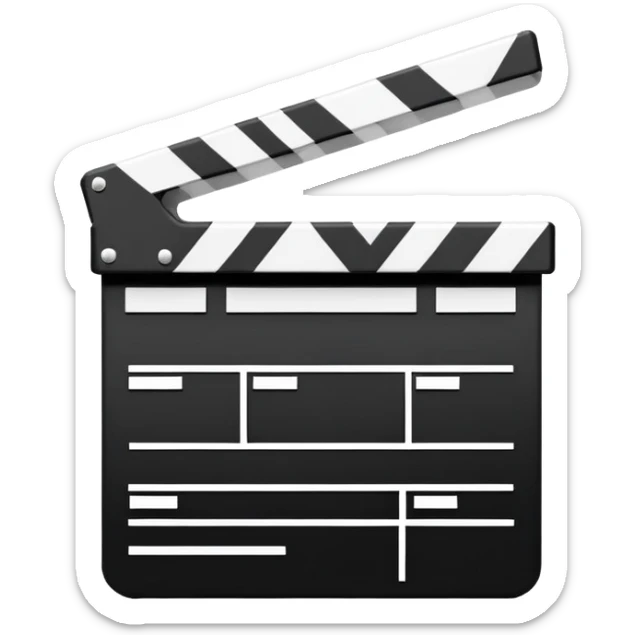 ultra simplified movie clapper, just two rectangles and a line, stripped of all details, pure geometric abstraction sticker