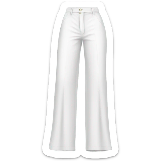 Realistic isolated pair of high waist long wide leg dressy casual pants in white sticker