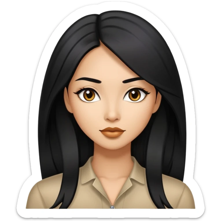 Stylish confident woman with Asian and Latina features, long straight black hair sticker