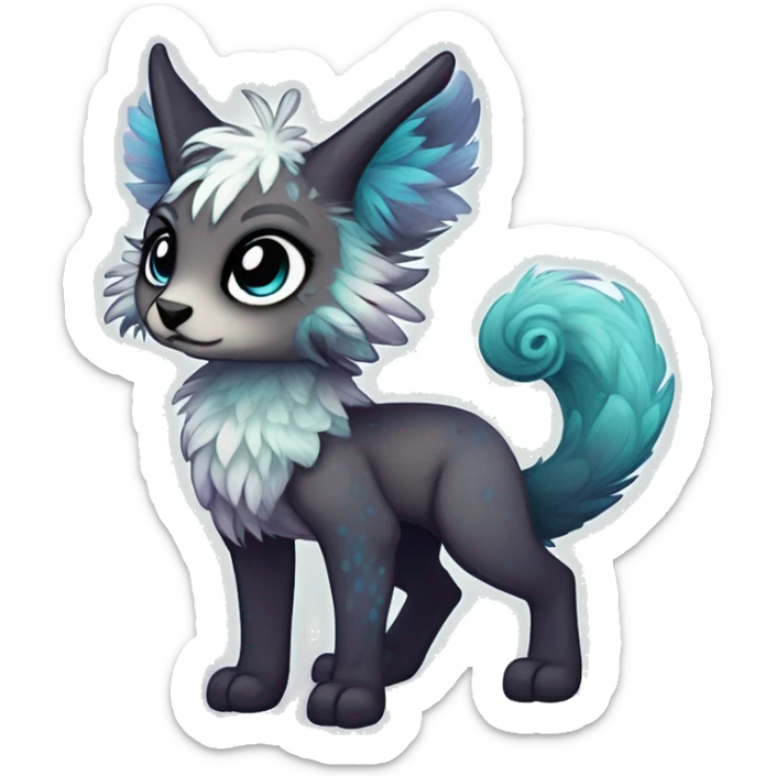 cute Kawaii edgy ethereal shy fantasy animal fursona Fionbri creature by griffsnuff & LiLaiRa & Falvie with exotic colors full body sticker
