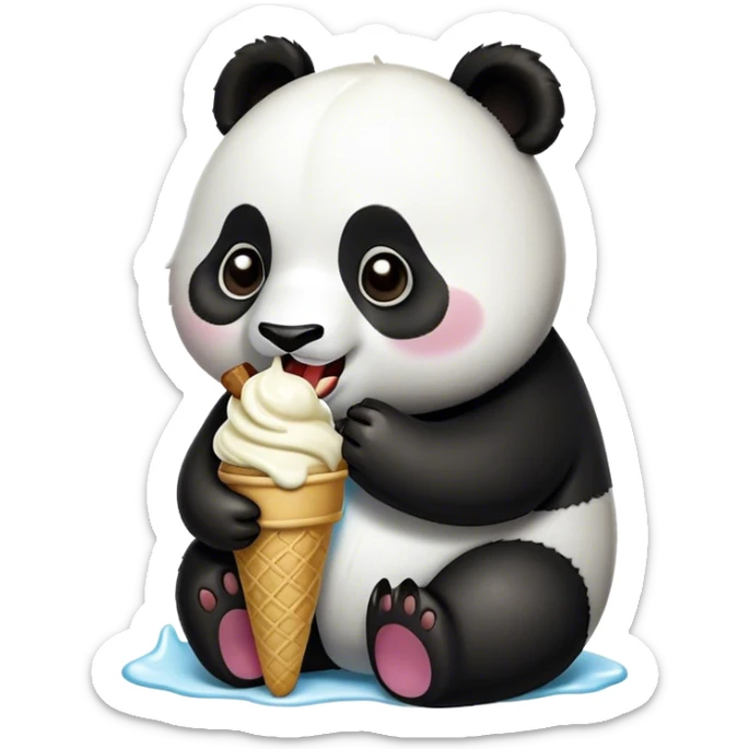 Panda eating ice cream sticker