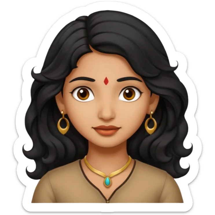 Indian fat girl south Indian wavy medium black hair tan darker skin sticker