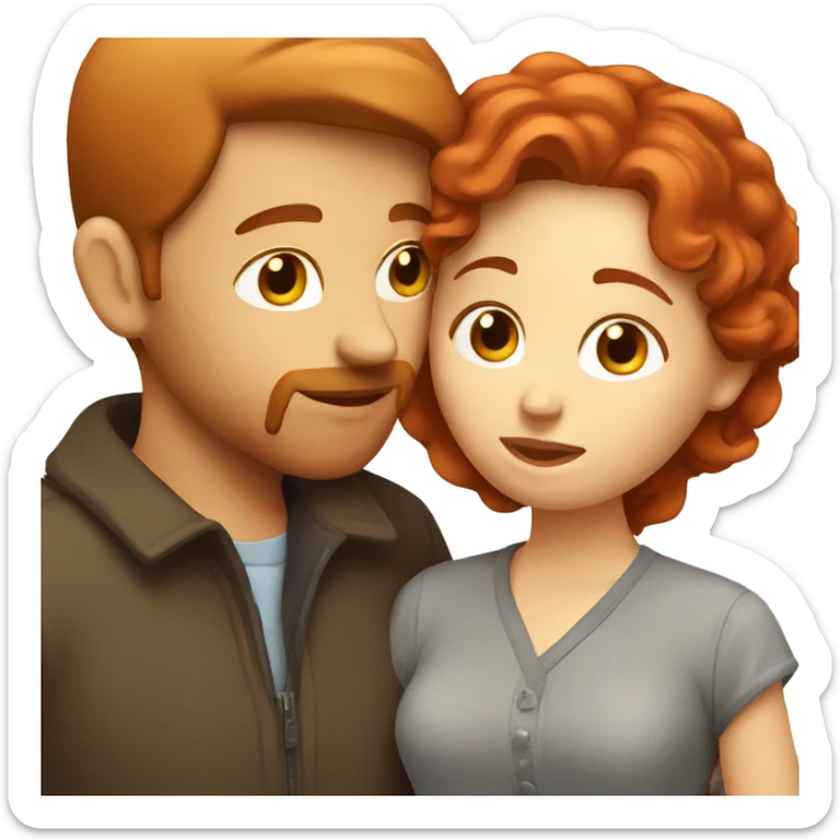 Red hair woman kissing a brown hair man sticker