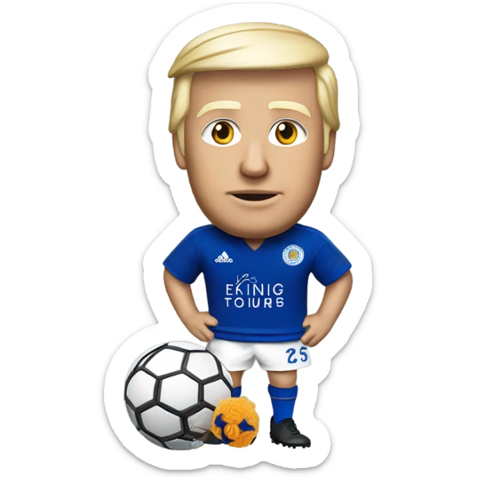 Donald trump as a Leicester city football supporter with football boots sticker