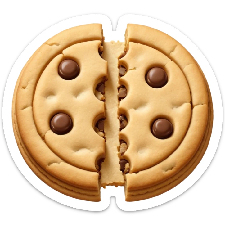 A pair of plain cookies, one of them with a bite taken out. sticker