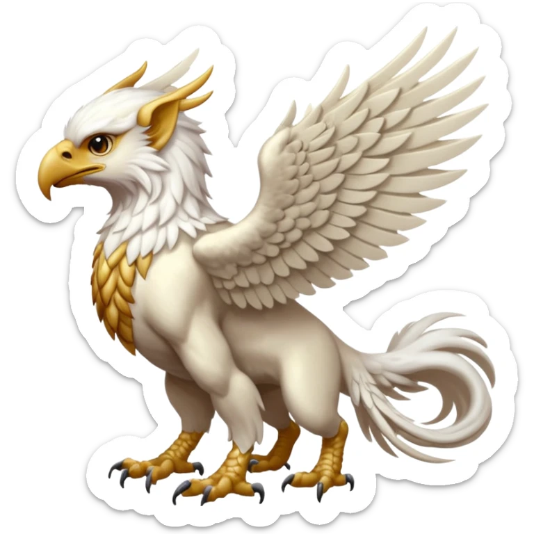 Albino white-furred Gryphon-griffin-chimera-hybrid, full body sticker