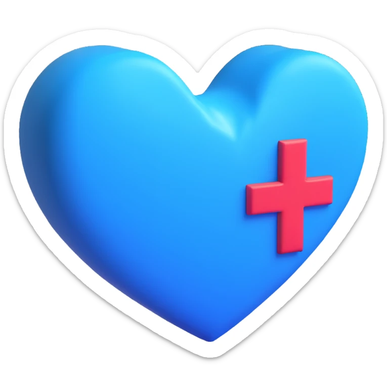 Move the blue plus sign closer to the heart so that it touches the edge of the heart. Keep the 3D style and maintain a transparent background. This is a Discord role icon. sticker