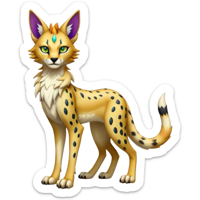 Epic Edgy Colorful ethereal eldritch Sergal-Serval-Fionbri full body sticker