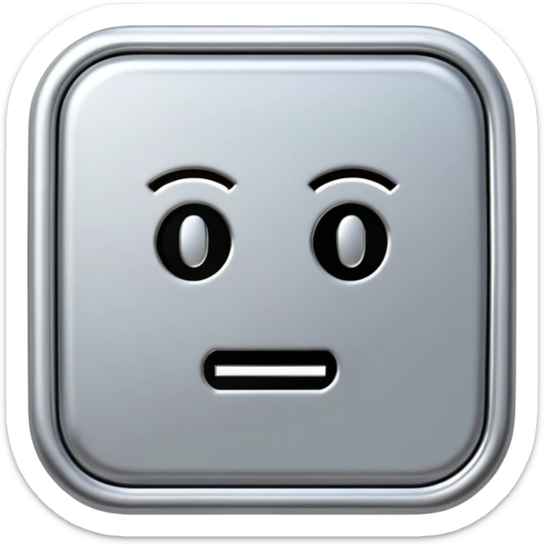 A futuristic microchip emoji made of polished silver chrome, minimal circuit details, smooth metallic surface, soft lighting, iOS emoji style, centered, clean white background sticker