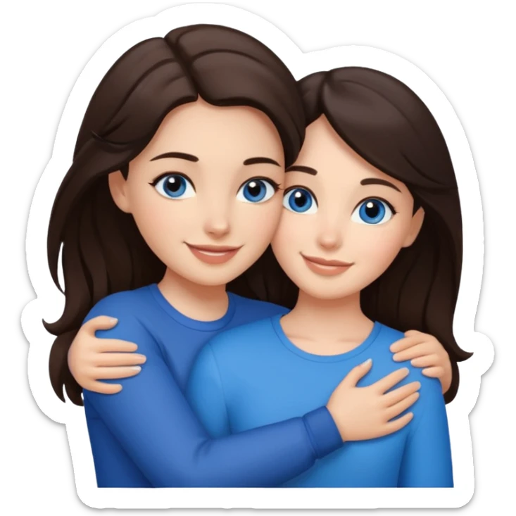 Brunet z ciemnymi oczami przytulający się do brunetki z niebieskimi oczami sticker