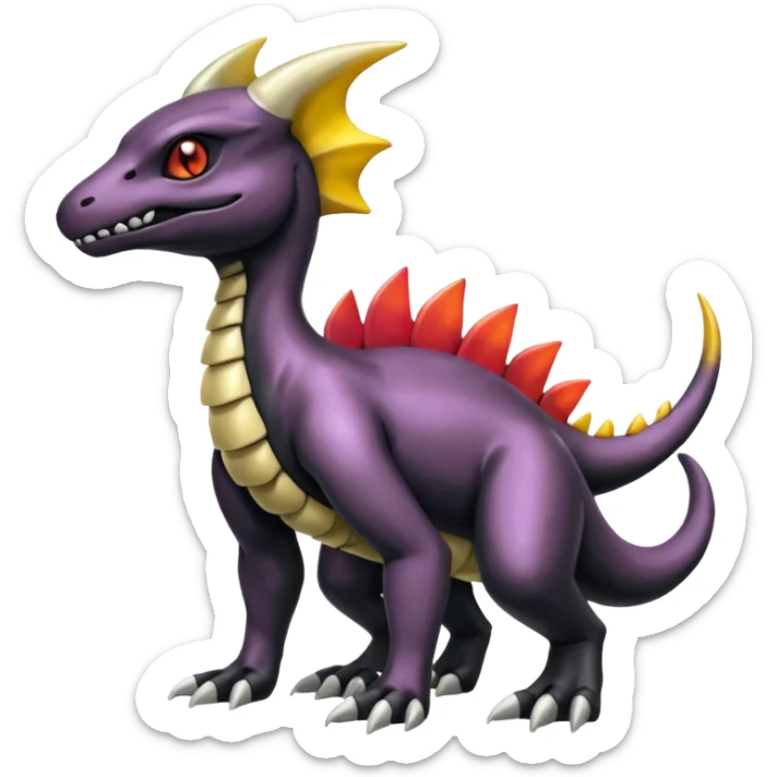 Shiny Iridescent Dusknoir-Cubone-Salandit-Leafeom-Fakémon-hybrid-creature (full body)  sticker