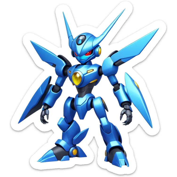 Shiny Futuristic Cool Fakemon-Pokemon-Digimon-Spectrobes-Medabot-fusion, full body sticker
