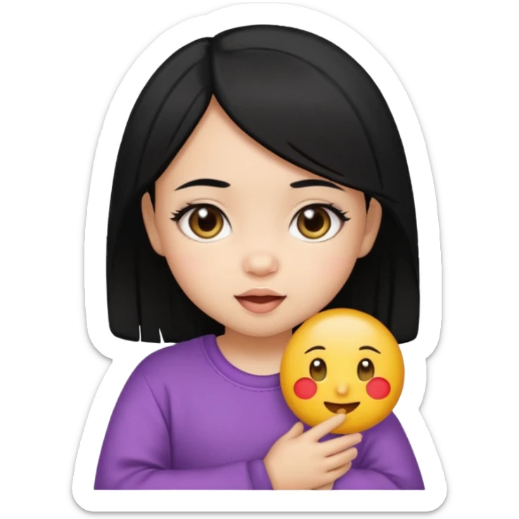 Dikri ( little cute baby girl ) 5 ke 6 emoji moklo aane hair no colour black 🖤 karo sticker