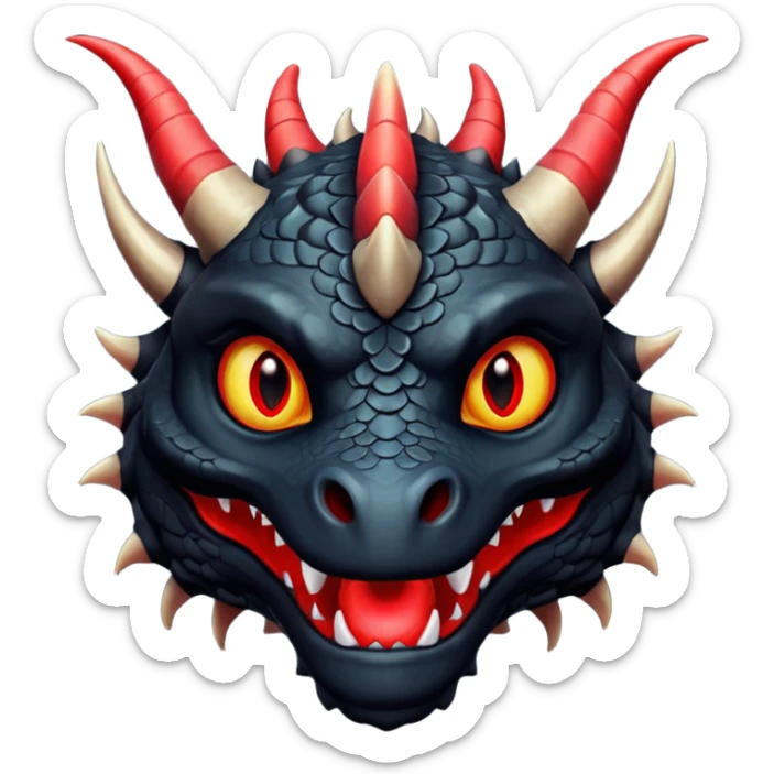 A black dragon with red brillants eyes, great black horns who say hi. sticker