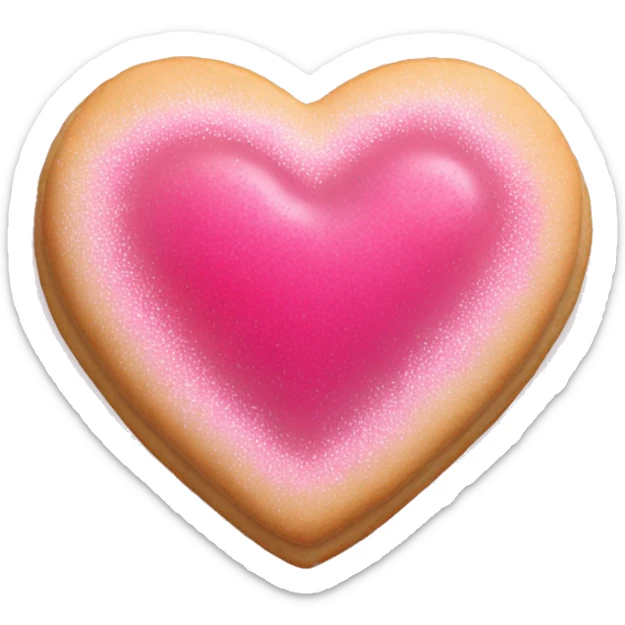 Realistic shortbread cookie in the shape of a heart with pink jelly middle filling and sprinkled powder sugar on top. sticker
