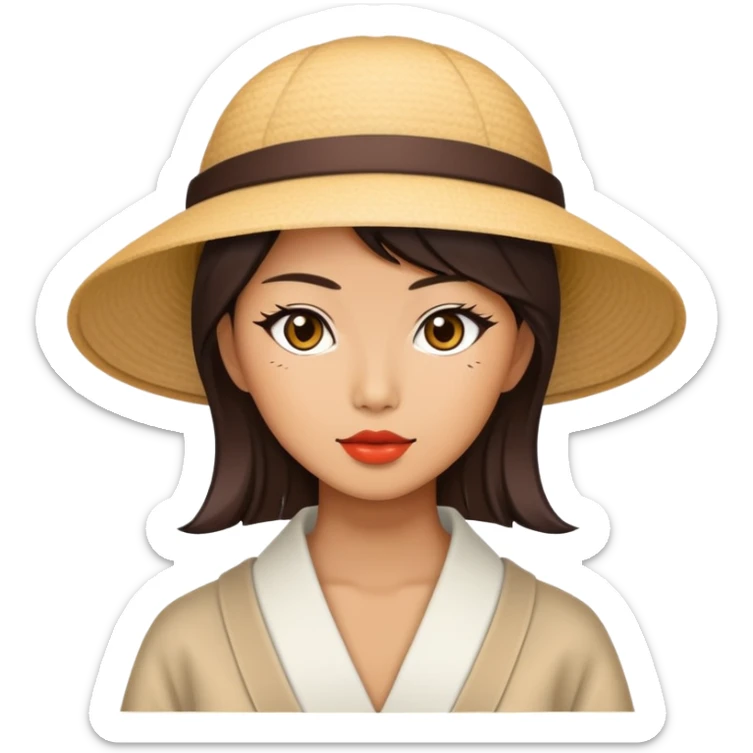 Stylish Japanese woman in trendy fashion sticker
