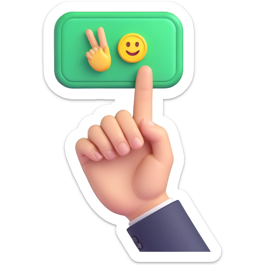 stock buy signal emoji with hand pressing a green buy button, financial context, no text sticker