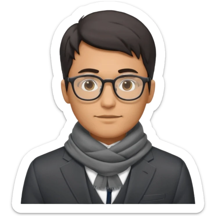 gray scarf male dark hair with suit glasses sticker