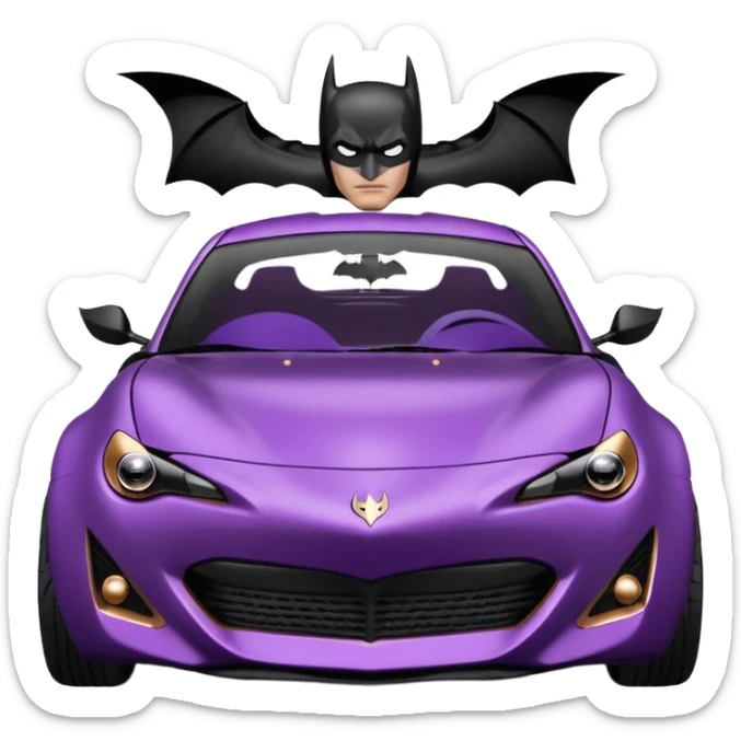 Satin black and rose gold Batman and 60’s Batgirl themed Scion FR-S hot rod (tight fitting purple suit) sticker