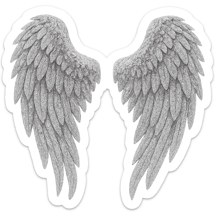 Silver glitter wings, remove background sticker