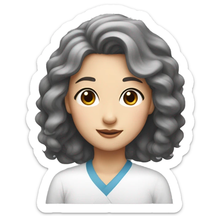 Shourt hair, woman, round eyes, round nose, smile lip, she's name is doah, korean sticker