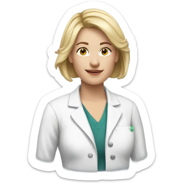 harvard physician white woman short blonde hair head, neck and upper chest sticker