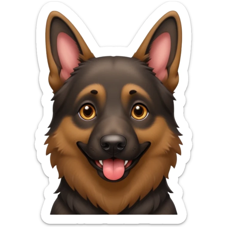 cartoon style dark German Shepherd dog with longer tongue hanging out  sticker