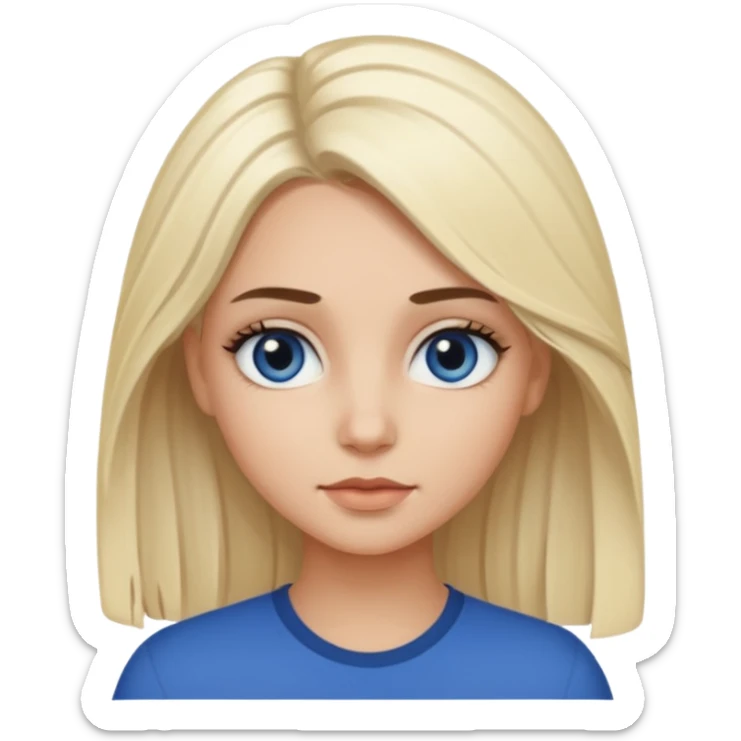 white blonde girl with grown out dark roots and dark blue eyes that's not really tan but not pale sticker