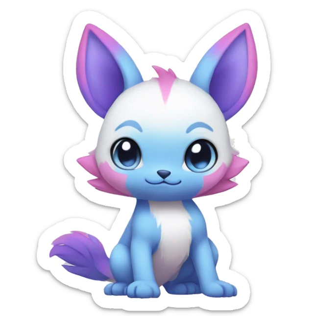 Cute cool white blue purple pink animal hybrid Fakemon full body sticker