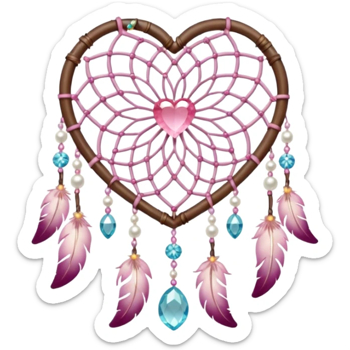 Sakura flower heart Cœur pastel suncatchers gemstones beadspearls crystals dreamcatcher sticker