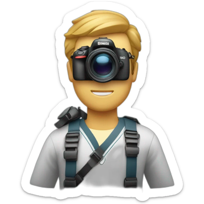 A white guy that is a profesional photographer of sailboats do it with the camera in front of his face ready to make a shot, you can not see his face because the camera is in front sticker