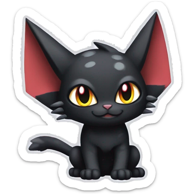 Cool Cute Edgy Black Dark Chibi Cat-Noibat-Noivern-Litten-Fakémon-hybrid sticker