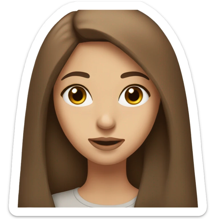a girl with straight long brown hair and browns eyes and full lips and slim nose looking kinda arabic sticker