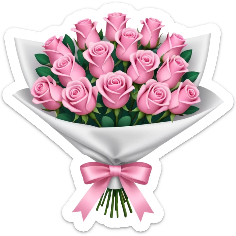 bouquet of pink roses beyaz paketli sticker