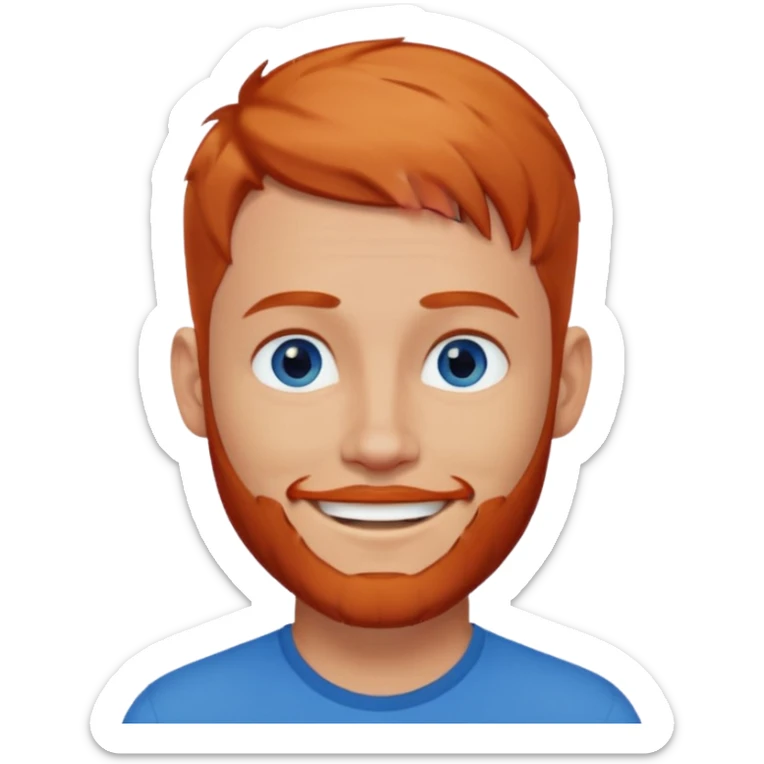 homme blanc, yeux bleu, cheveux court avec barbe rousse et boucle d'oreille sticker