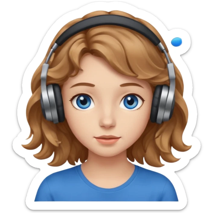 Girl with light brown wavy hair and blue eyes who loves music sticker