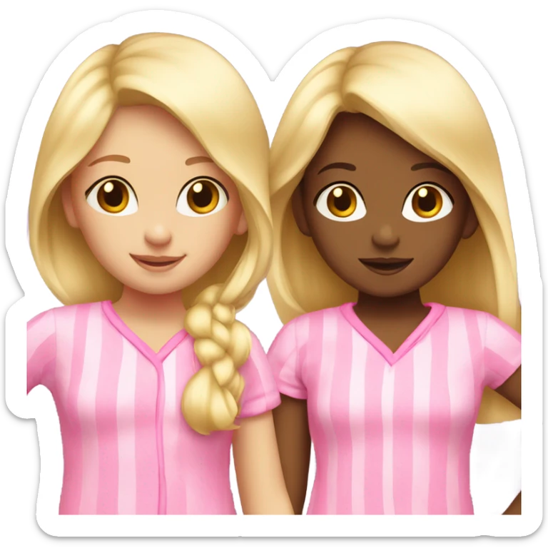 twins girls with blonde hair wearing pink pajamas sticker