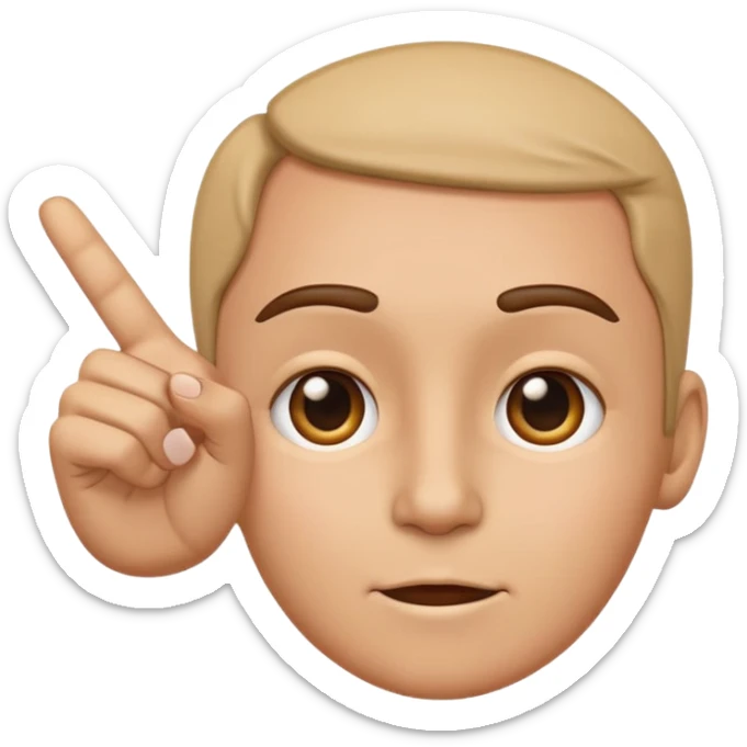 emoji of a hand pointing at the forehead area on a human face, simple cartoon style sticker