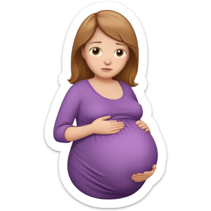 very heavily pregnant overdue woman with very large belly sticker