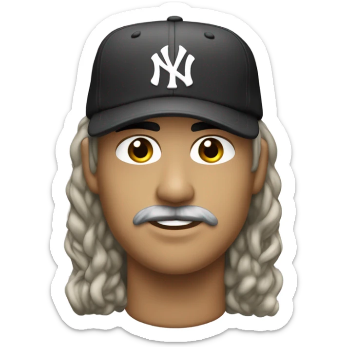 Homme blanc / cheveux courts noir / yeux en amande / viril / mal rasé / casquette yankee noir sticker