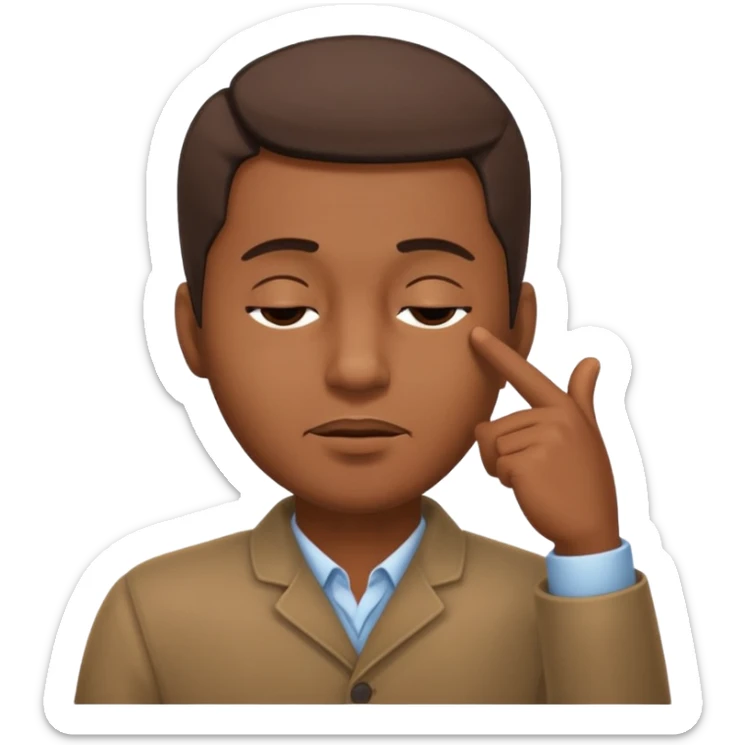 Emoji de hombre haciendo silencio y señalandose la cabeza con los ojos cerrados sticker