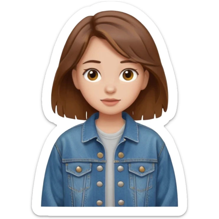 a oversized girl brown hair sticker