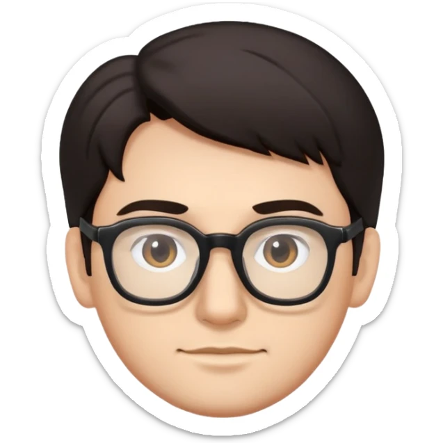 standard male emoji with dark hair, glasses, minimal details sticker